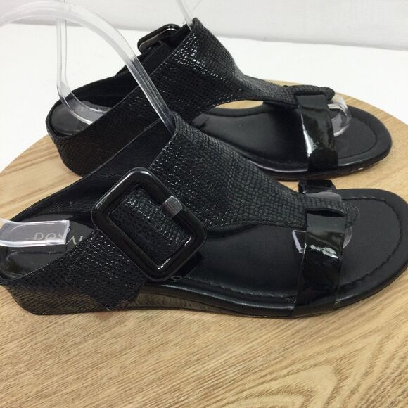 Donald Pliner Womens Ofelia Python Print Open Toe Wedge Sandals Shoes Black 7.5M - Picture 10 of 10